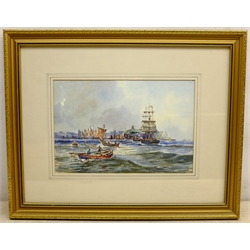  Edward H Simpson (British 1901-1989): Shipping off Scarborough Harbour, watercolour unsigned 20cm x 30cm  