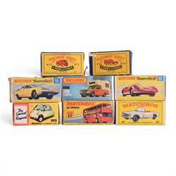 Eight diecast model cars, comprising Corgi Toys no. 233 Heinkel Economy Car with orange bo...