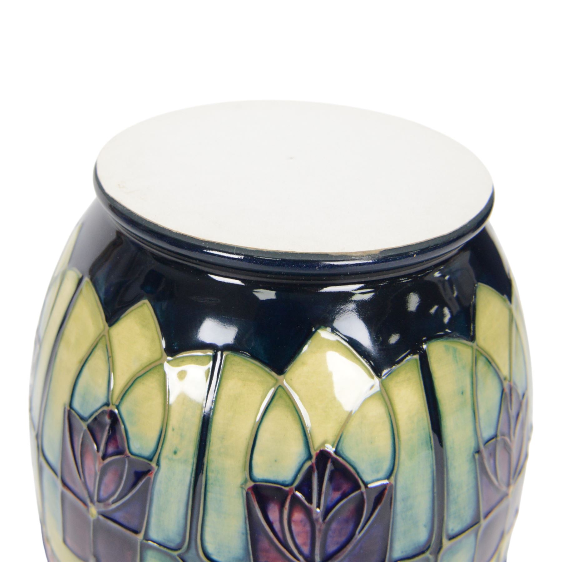 Moorcroft jardinière in Violets pattern, with box H16cm
