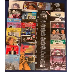 Mostly Jazz vinyl records including 'Caribbean Ros Edmundo Ros and his Orchestra', 'Teddy Wilson And His All-Stars', 'The Real Fats Waller', 'Swing High Tommy Dorsey', 'The Latin World Of Edmundo Ros Vol.1', 'Command Performance More Music In The Glenn Miller Style Syd Lawrence Orchestra' etc, approximately 140
