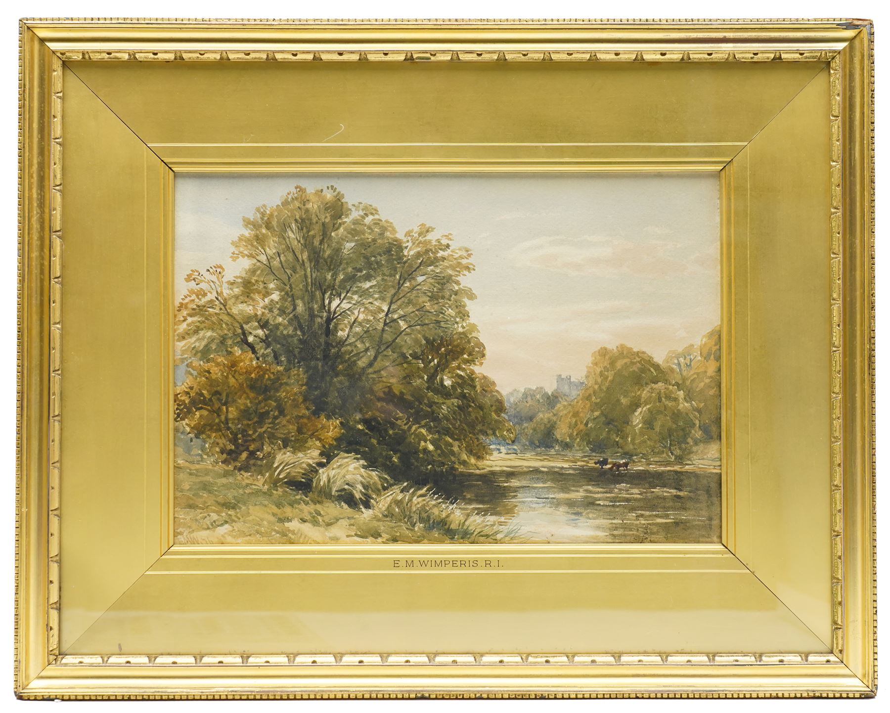 Edmund Morison Wimperis (British 1835-1900): Windsor Castle, watercolour signed with initials and dated '96, with original label verso 23cm x 24cm