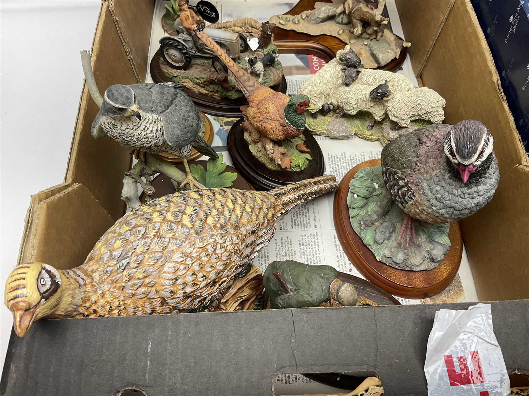 Russell Willis Border Fine Arts figures birds, partridge, A0660, together with Country Artists Goshawk and other similar figures 