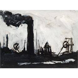Neil Ferguson (Northern British Contemporary): 'Industrial Landscape', oil and acrylic on canvas, signed and titled verso 23cm x 30cm
