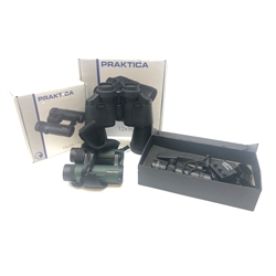  Praktika 12x50 Pioneer binoculars and 10x26 Pioneer binoculars, and an LED Lenser, all boxed (3)  