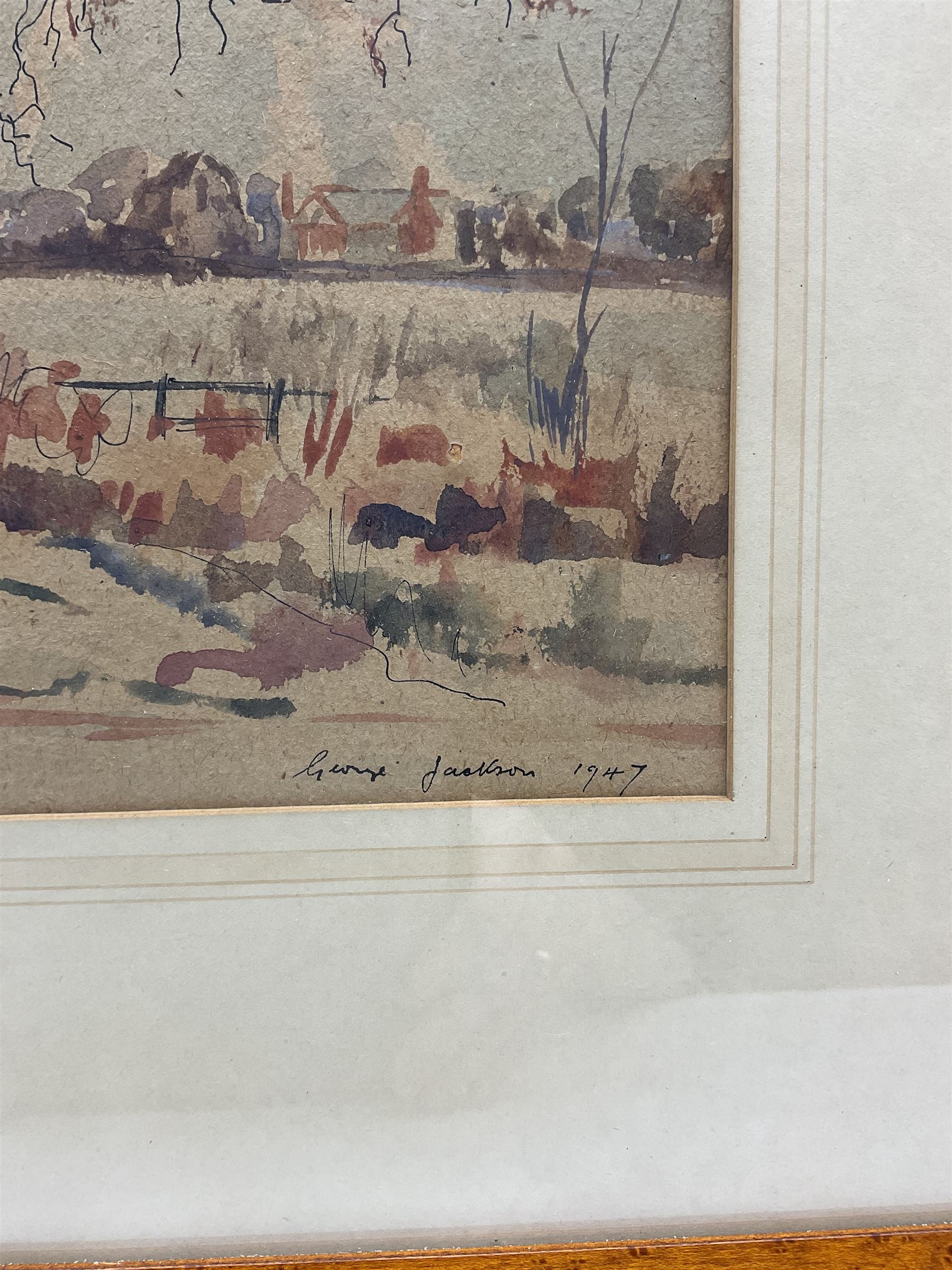 George Jackson (British 1898-1974): Tree in Winter, watercolour signed and dated 1947, 37cm x 27cm 
Notes: Jackson was a member of the Castle Bolton Group along with friends Fred Lawson, Muriel Metcalfe, and George Graham.