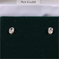 Pair of 9ct gold cubic zirconia stud earrings, boxed