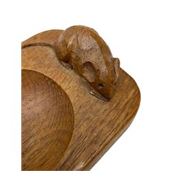 Mouseman - oak ashtray, canted rectangular form with carved mouse signature, by the workshop of Robert Thompson, Kilburn, L10cm 