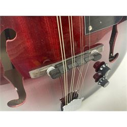 Stagg Model M50 E eight-string electro-acoustic mandolin; bears makers label L69cm; in cardboard delivery box with lead