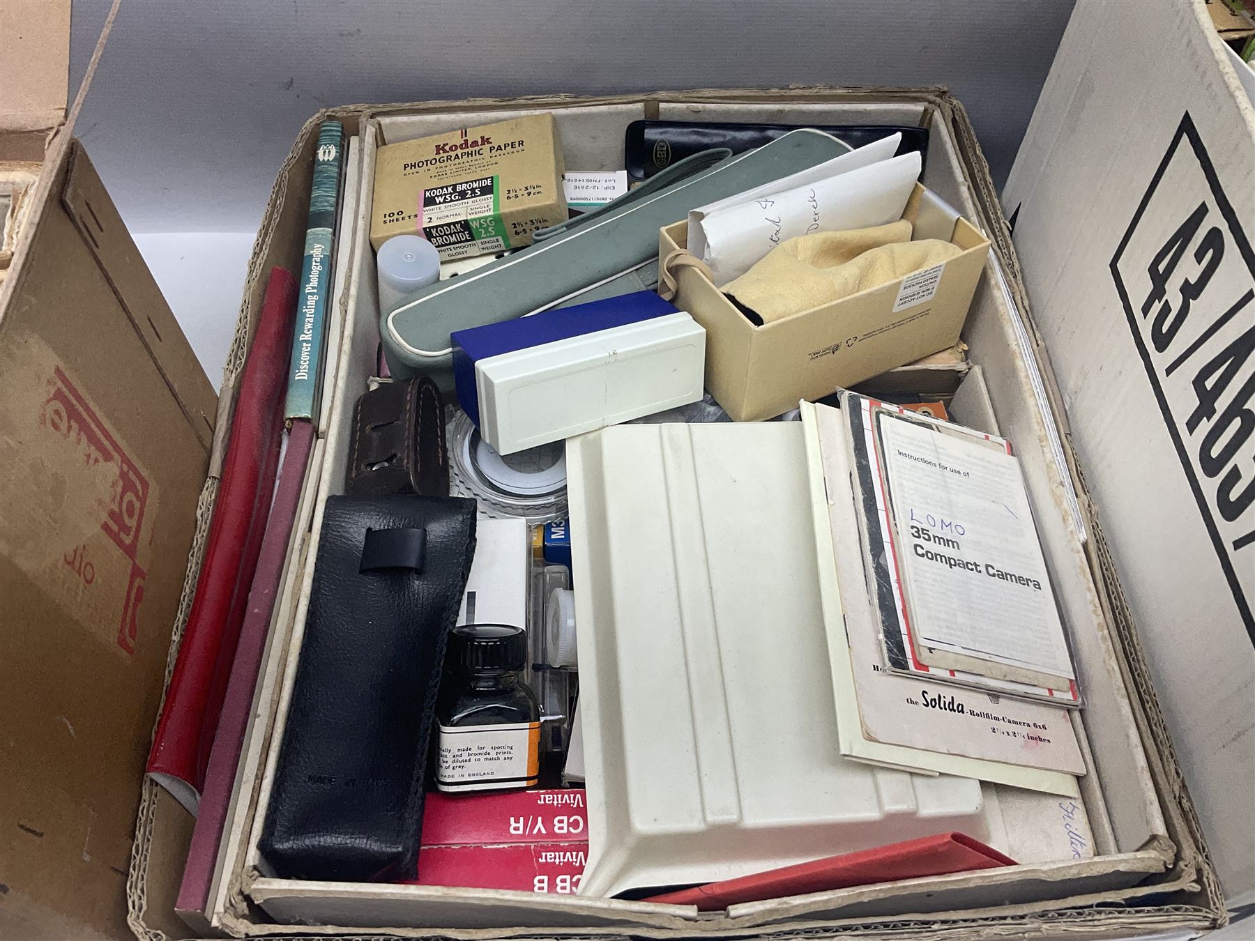 Large collection of projectors and equipment, to include Alphaxia Gnome projector, Kodak Brownie projector, slide containers, projector screen, etc, in six boxes