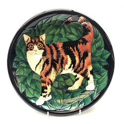  Moorcroft ltd. ed. plate decorated with a Cat, designed by Sally Tuffin 39/300 D26cm   