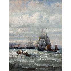 William Anslow Thornley (British fl.1858-1898): A Busy Shipping Lane, oil on canvas signed 39cm x 29cm