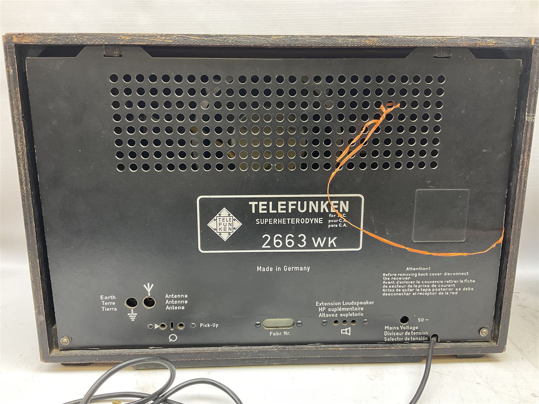 1950s Telefunken Deutschland TFK Model 2663WK radio in mahogany case with Bakelite knobs, Rees Mace Marine walnut cased radio, W50cm H34cm D26cm, together with 1955 Kolster-Brandes KB LR10FM radio and Hacker Mayflower II radio (4)