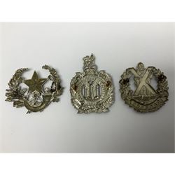 Thirteen Scottish metal Glengarry badges including Black Watch, Highland Regiment, Cameronians, Argyll & Sutherland, Seaforth Highlanders, Kings Scottish Own Borderers etc