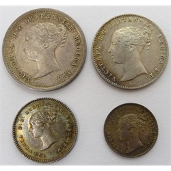  Great British Queen Victoria 1841 Maundy money set fourpence, threepence, twopence and penny  