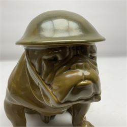 Royal Doulton Tommy Bulldog figure, modelled in World War One army costume, khaki glazed, with printed mark beneath, H16cm 