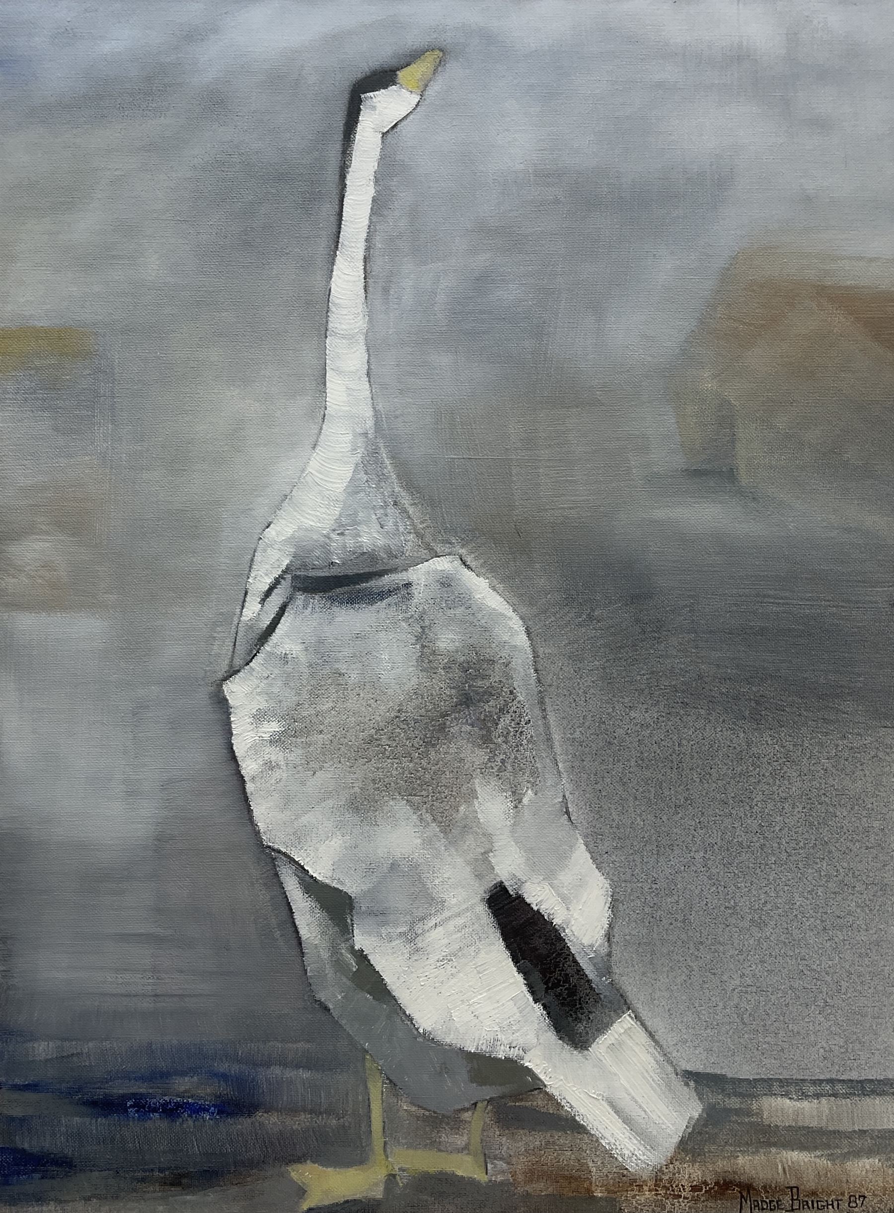 Madge Bright (British 20th century): Studies of Geese, pair gouaches signed and dated '87, 57cm x 43cm (2)