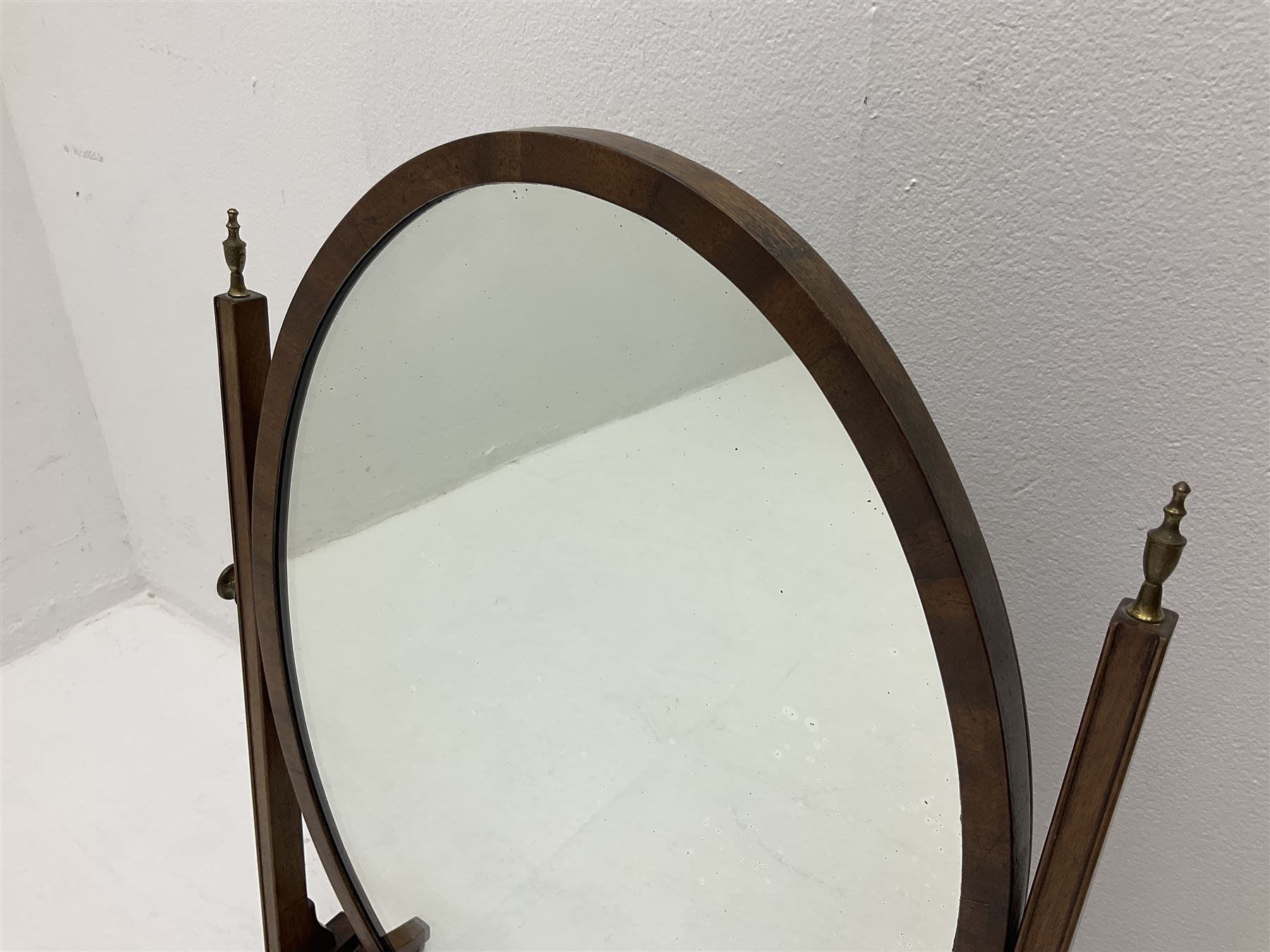 Mahogany framed Georgian style oval dressing table mirror, H65cm