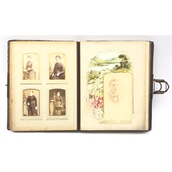  Victorian tooled leather bound musical photograph album,  colour lithographed pages with some monochrome photographs  