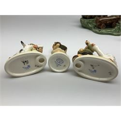 Collection Hummel figures by Goebel, together with three hummel landscapes, Hummel Quelle, Hummel Weiher and Hummel Garten