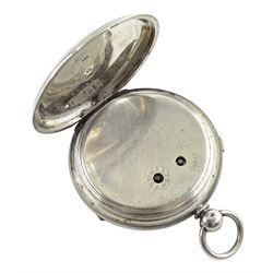 Victorian silver centre seconds key wound chronograph pocket watch No. 31741, white enamel dial with Roman numerals, outer seconds track numbered 25-300, case by Samuel Yeomans, Chester 1882