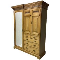 Late 19th century ash combination wardro