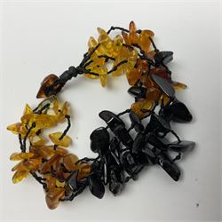 Baltic amber and amber style beaded jewellery, including earrings, bracelet and necklaces