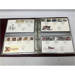 Royal Mail first day covers, mostly with special postmarks, housed in three ring binder folders