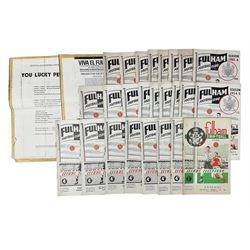 Fulham F.C. programmes - twenty-seven home matches 1949/50 - 1957/58; and two photocopies of memorabilia items