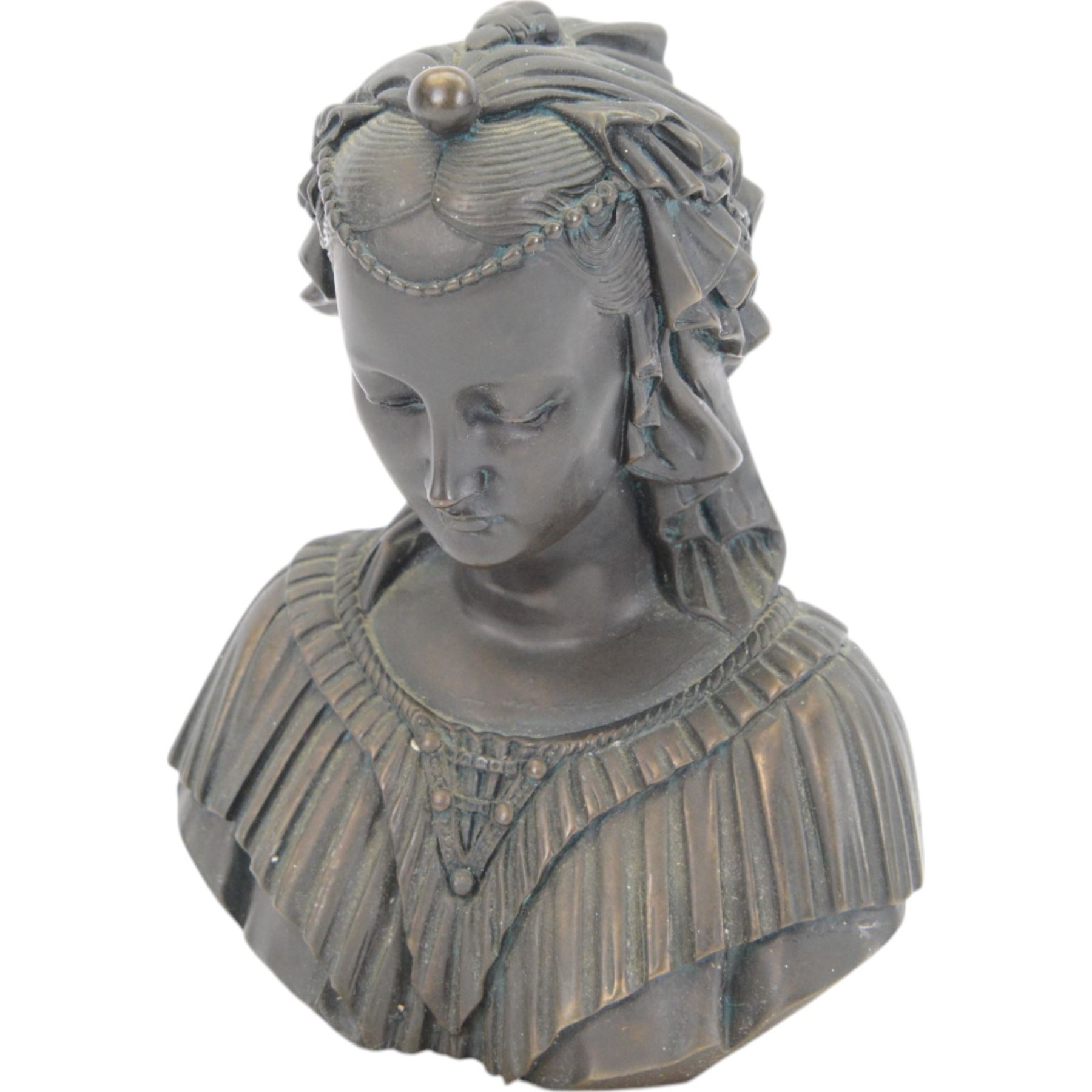 Angelica Maria composite bust, upon a square base, H20cm