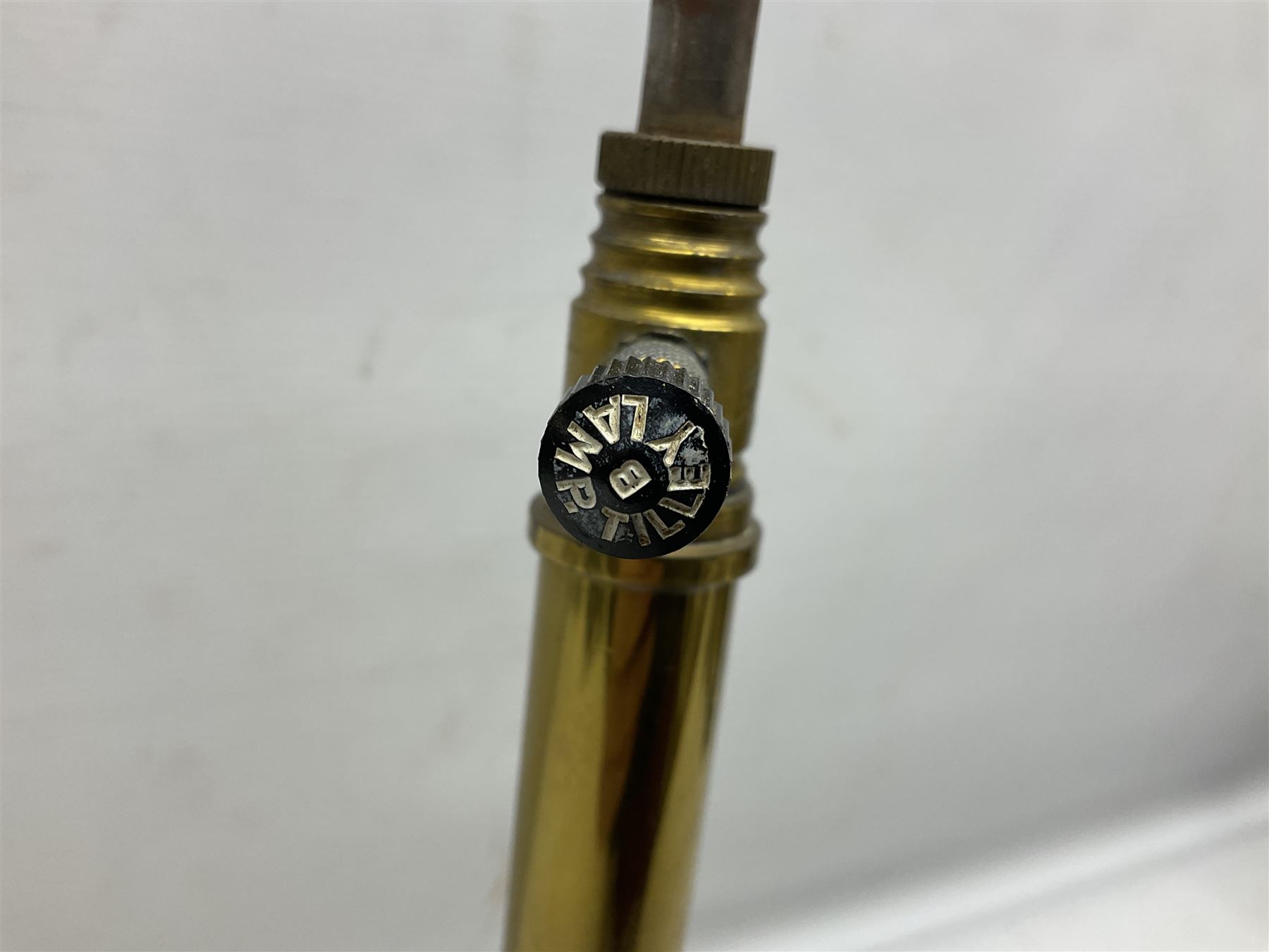 Mid century Tilley Table Model parffin lamp, with Tilley Durosil 182 glass globe shade, H53cm