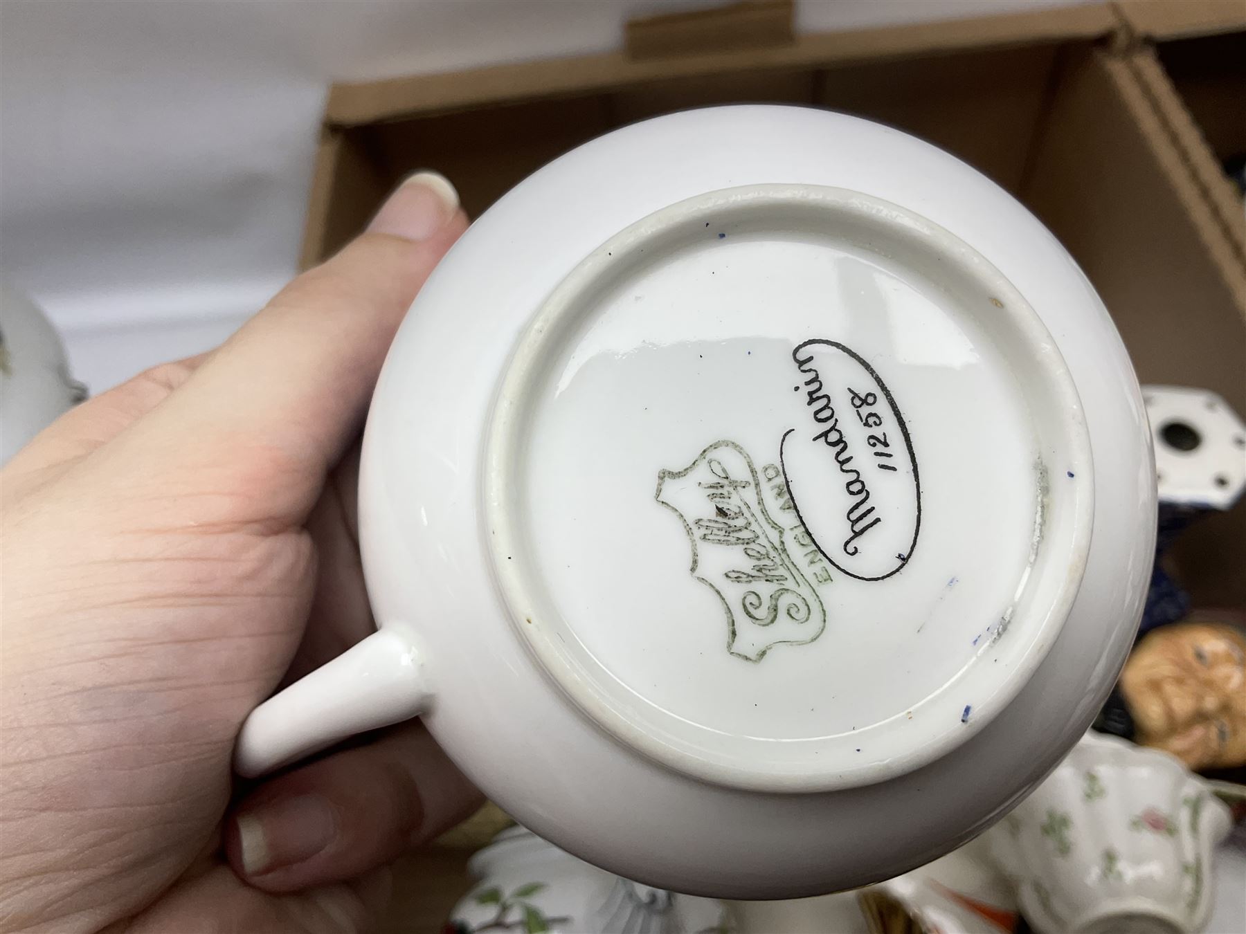 Collection of ceramics, to include Bretby Clanta Vase, Beswick Winnie the Pooh owl, Shelley teacup and saucer, Shelley Candlestick, Wedgewood vase etc, in two boxes