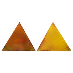 Gillian Ross Kelsey (British 1935-2025): 'Triangles' in Oranges, set of four acrylic glazes on canvas laid on to board unsigned all 44cm x 51cm (4)