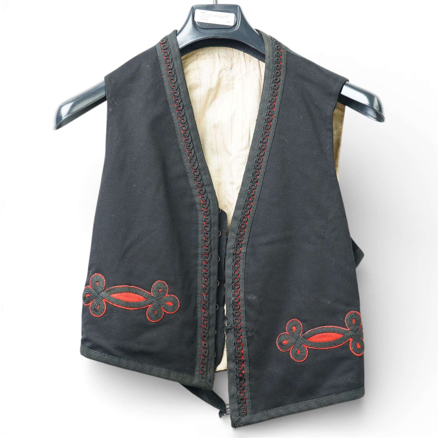 Kings Shropshire Light Infantry 1949 pattern tunic with Croix de Guerre flash and a Rifle Officer's mess tunic and waistcoat with green facings (2)