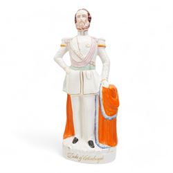 Pair of large Victorian Staffordshire figures modelled as the Duke and Duchess of Edinburgh, H45cm (2)
