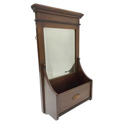 Victorian mahogany hall mirror, with bevelled mirror and glove box, H60cm