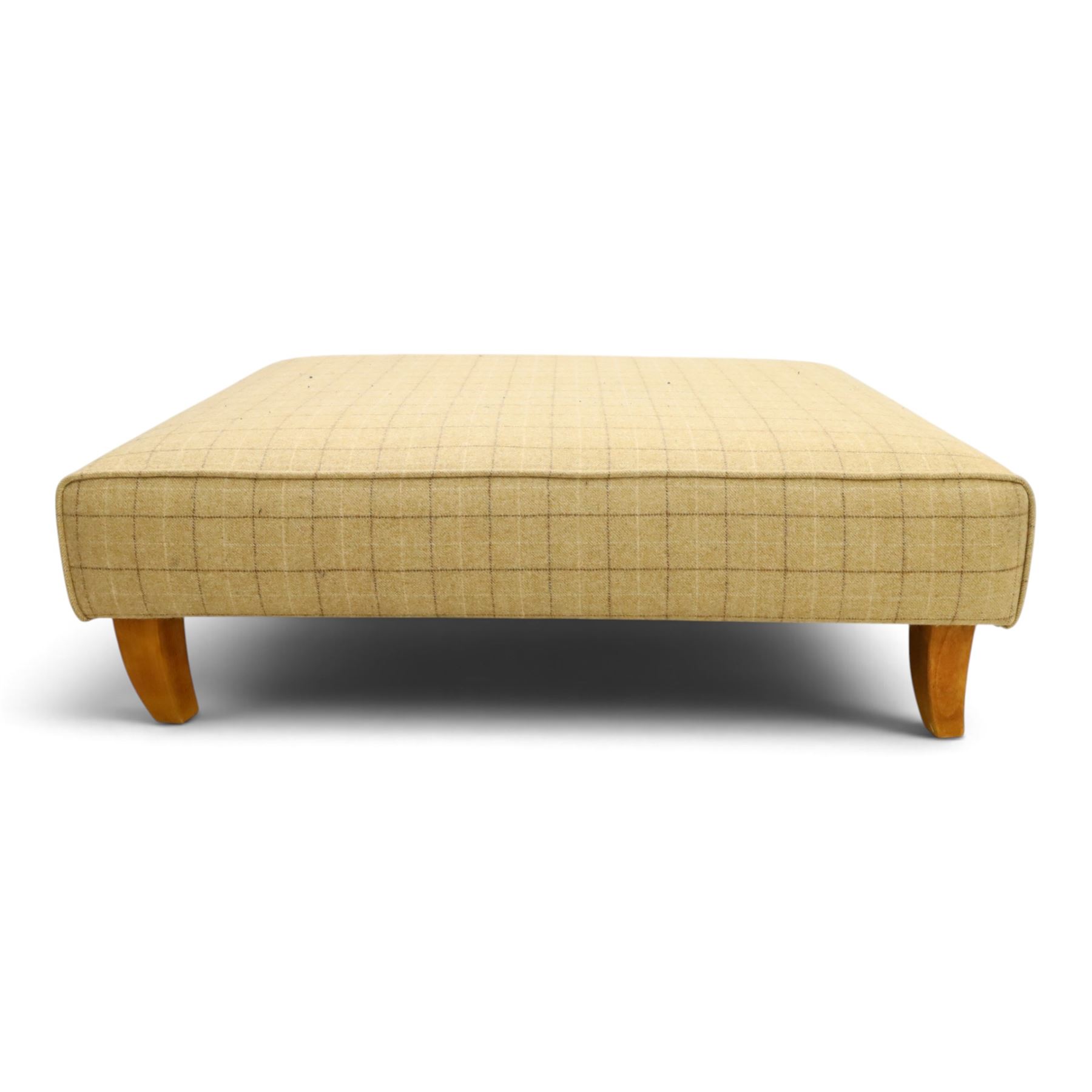 Large footstool, upholstered in tweed fabric