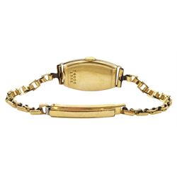 Rolex ladies 9ct gold manual wind wristwatch, Ref. 1331, silvered dial with Arabic numerals, Glasgow import mark 1930, on gilt strap