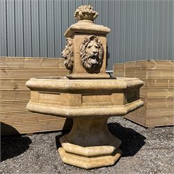 Four piece composite stone hexagonal garden centrepiece - THIS LOT IS TO BE COLLECTED BY A...