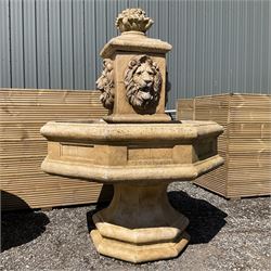 Four piece composite stone hexagonal garden centrepiece - THIS LOT IS TO BE COLLECTED BY APPOINTMENT FROM DUGGLEBY STORAGE, GREAT HILL, EASTFIELD, SCARBOROUGH, YO11 3TX