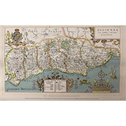 Lépicié after David Teniers the Younger (Flemish 1610-1690): 'Les Francs Maçons Flamands en Loge' engraving pub 1747, 43cm x 53cm; 'Hampshire' and 'Sussex', two William Hole (British -1624) reproduction maps 52cm x 41cm (unframed) (3)