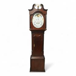 Rea of Walton on Trent (Derbyshire)-8-day Oak cased Longcase clock c1810, case with a swan...