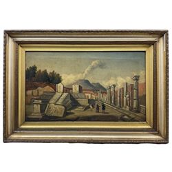 English School (19th century): Victorian Tourists Visiting the Ruins of Pompeii, oil on canvas unsigned 35cm x 60cm