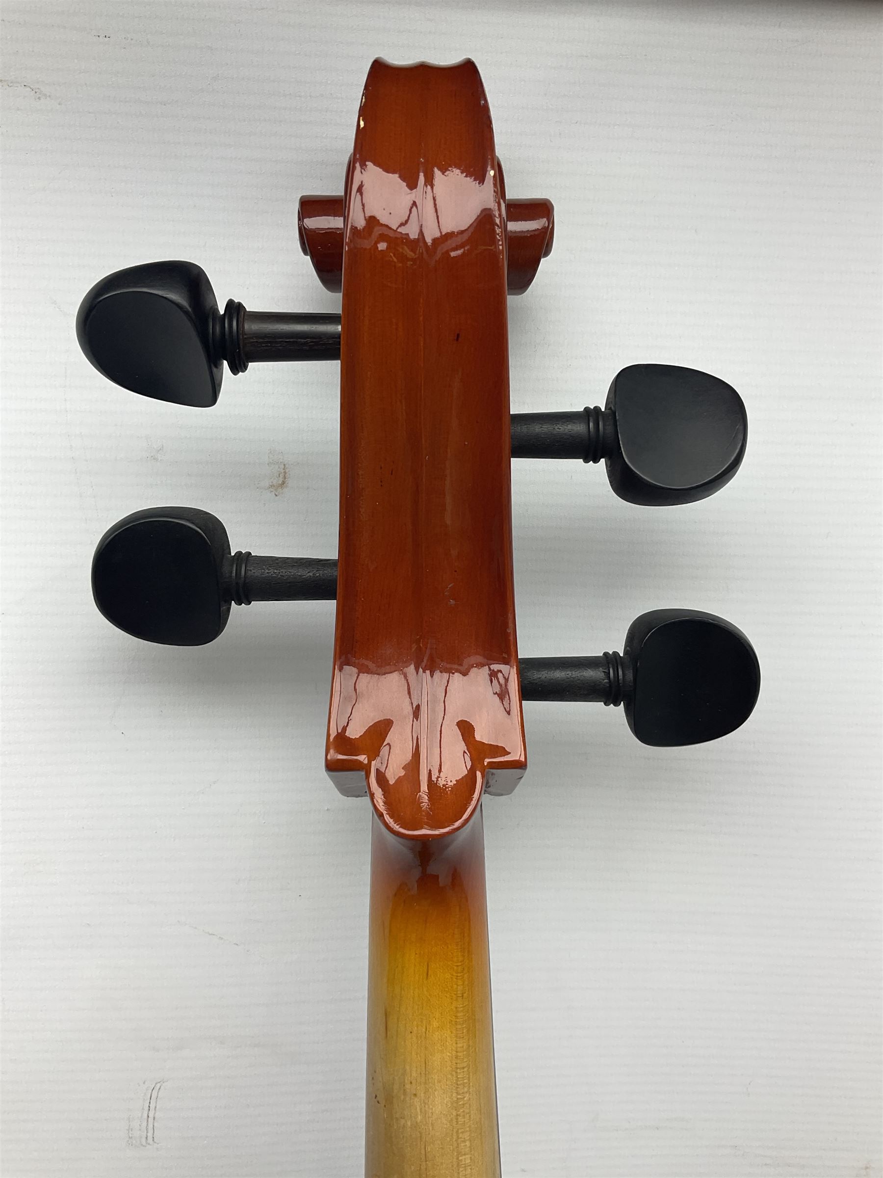 Gear4Music three-quarter sized cello with 70cm one-piece back and spruce top; bears maker's label; L112cm overall; in soft carrying case with Erich Steiner bow