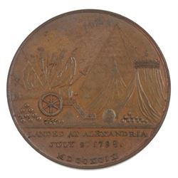 Napoleon Bonaparte commemorative bronze medallion, 'General of the French army in Egypt', 'Landed at Alexandria July 2 1798'
