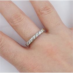 White gold seven stone round brilliant cut diamond ring, stamped 18ct, total diamond weight approx 0.45 carat