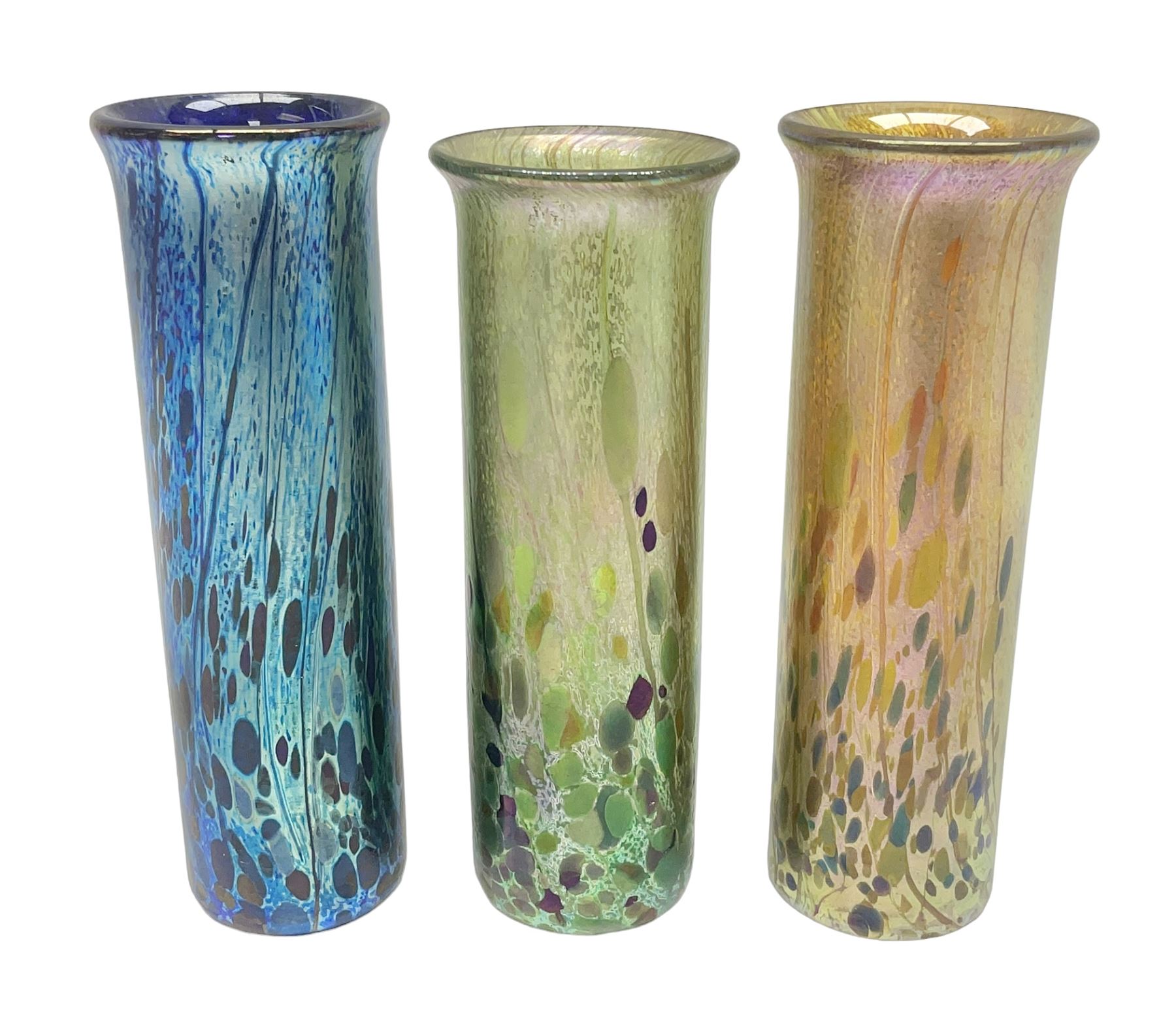 Three Isle of Wight vases of cylindrical form with fluted rim 
