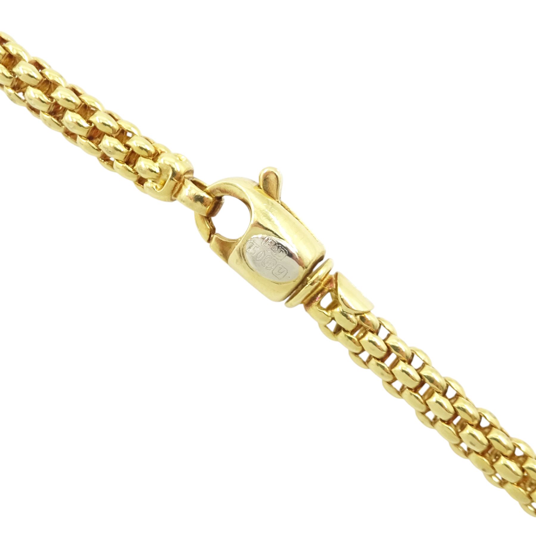 18ct gold fancy popcorn link chain necklace, makers mark B & D, London import mark 1998