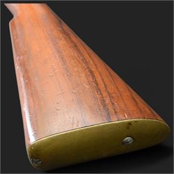 Enfield .577 action rifle, the 91.5cm rifled barrel with three barrel bands and ramrod under, full walnut stock, action marked 'Enfield' with Victoria cypher, overall L131cm