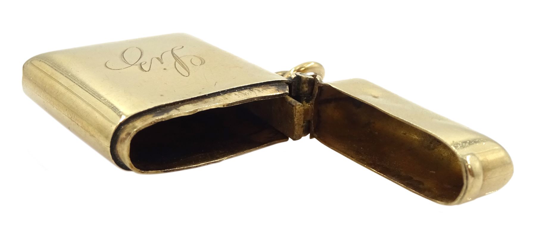 Edwardian 9ct gold vesta case, Chester 1906