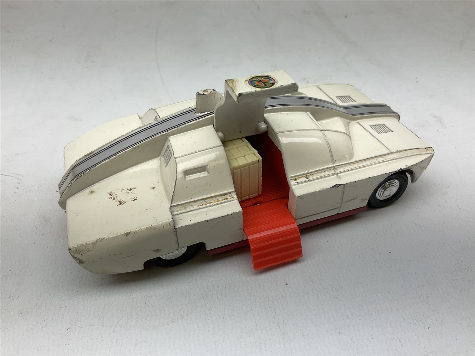 Dinky - Captain Scarlet and the Mysterons Maximum Security Vehicle with crate No.105; Airport Fire Tender with Flashing Light; and Michigan 180-III Tractor Dozer No.976; all boxed (3)